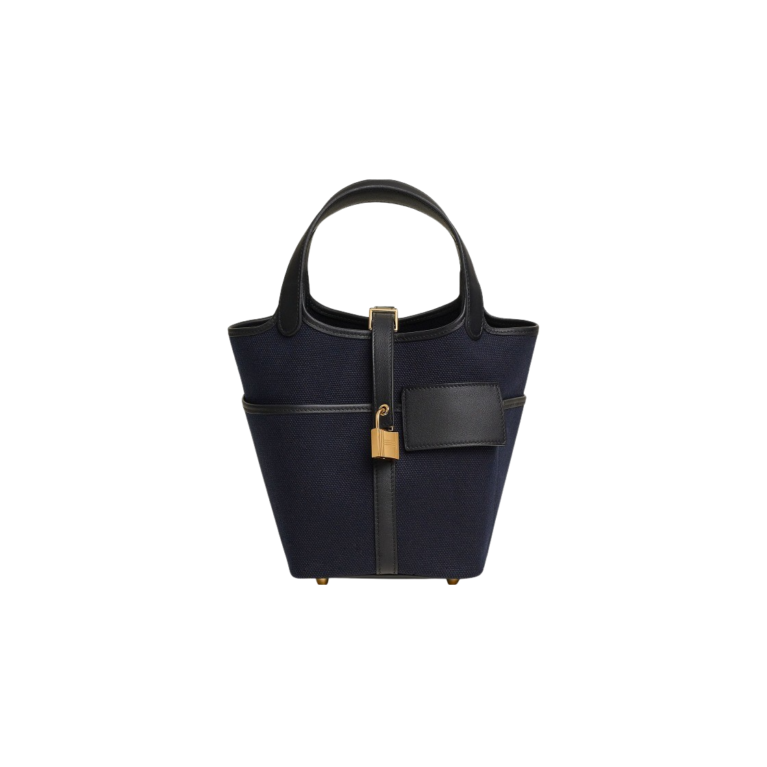 H083189CCAE Hermes Picotin Lock 18 Pocket Bag Goeland Canvas Swift & Gold Bleu Marine Noir - 대표 이미지 #1
