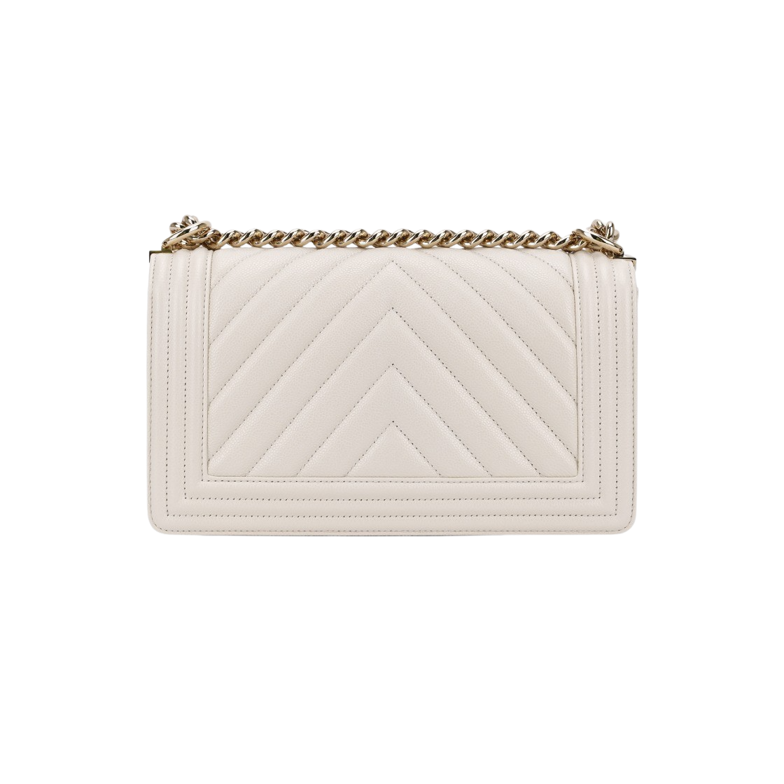 A67086-B07109-10601 Chanel Medium Boy Chanel Handbag Grained Calfskin & Gold White - #2