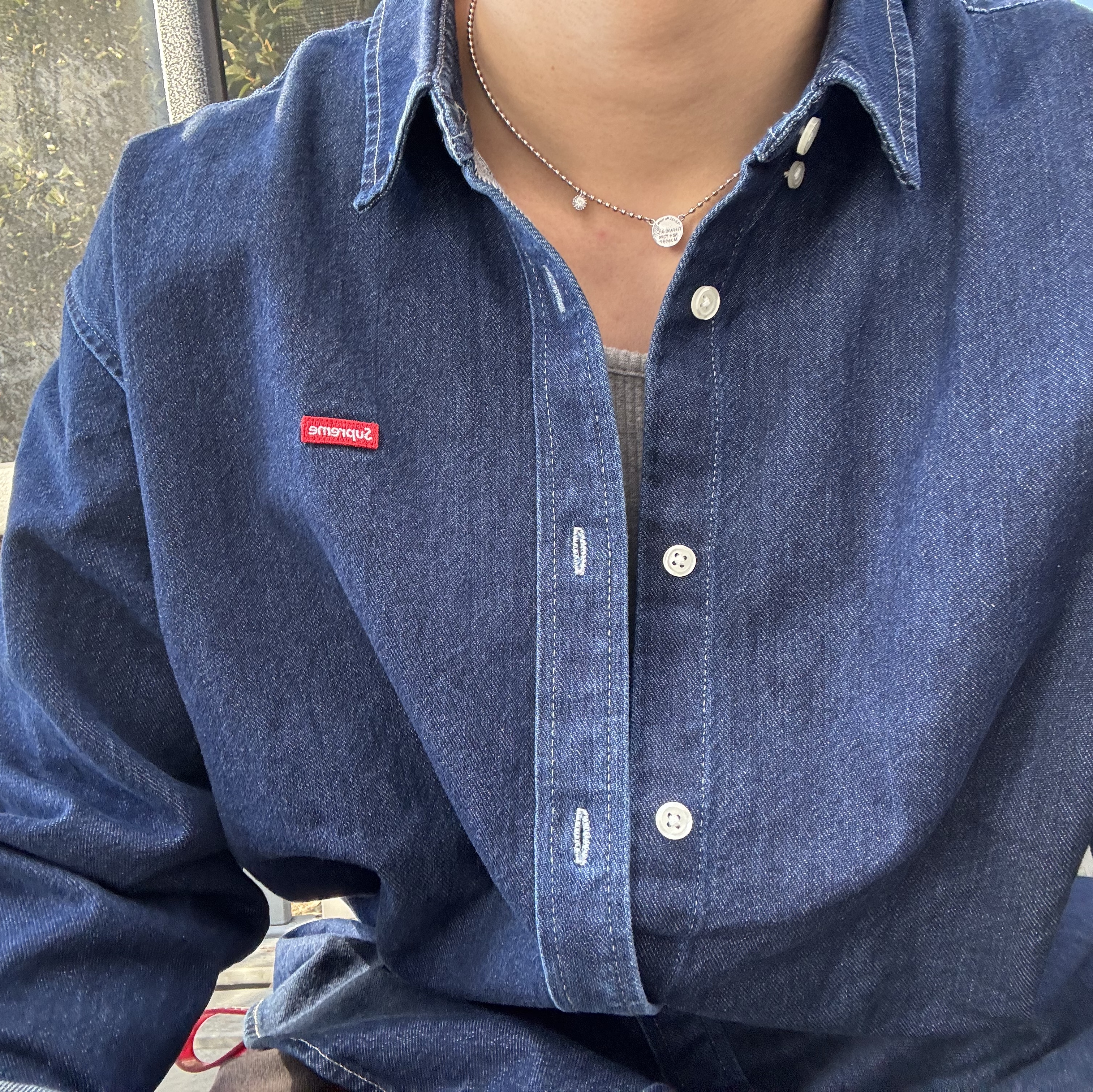 Supreme Small Box Shirt Rinsed Denim - 24FW 착용 스타일