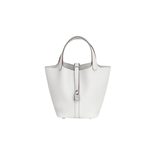 Hermes Picotin Lock 18 Bag Clemence & Palladium New White