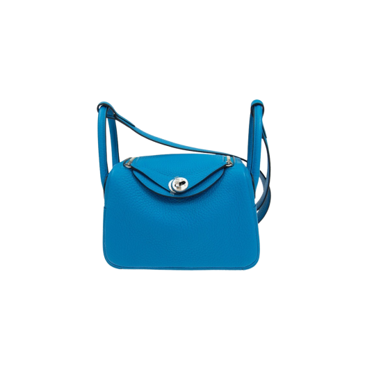 Hermes Lindy Mini Bag Clemence & Palladium Bleu Frida