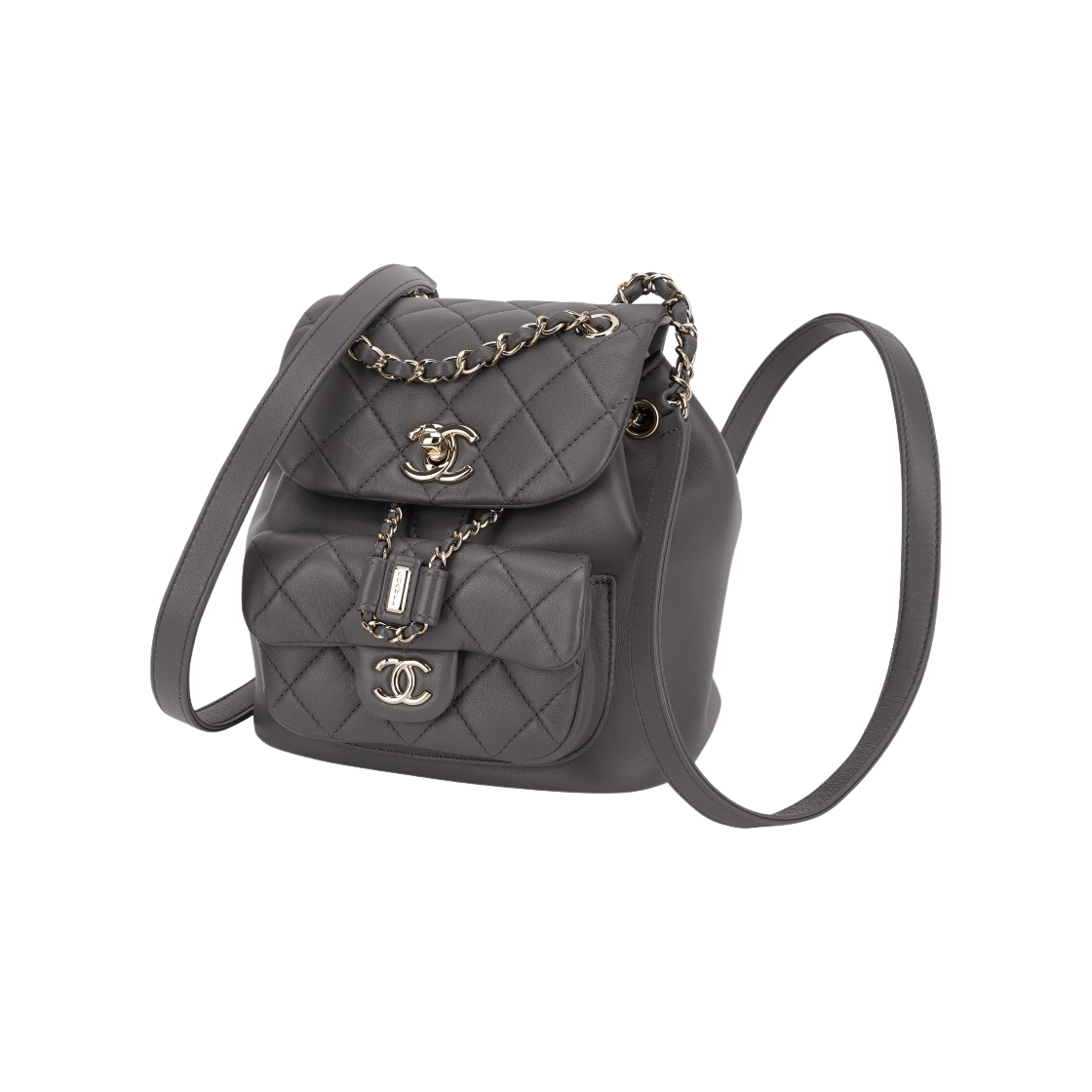 AS2908-B08609-NI691 Chanel Small Backpack Lambskin & Gold Dark Grey - #3