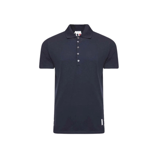 Thom Browne Classic Cotton Pique Side Insert 4-Bar Polo Shirt Navy