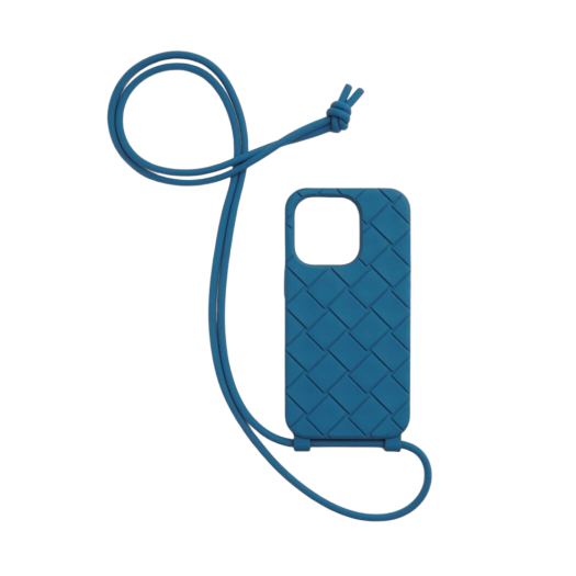 Bottega Veneta iPhone 14 Pro Case On Strap Deep Pacific