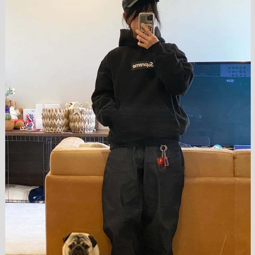 Supreme Box Logo Hooded Sweatshirt Black - 24FW 착용 스타일 - 1