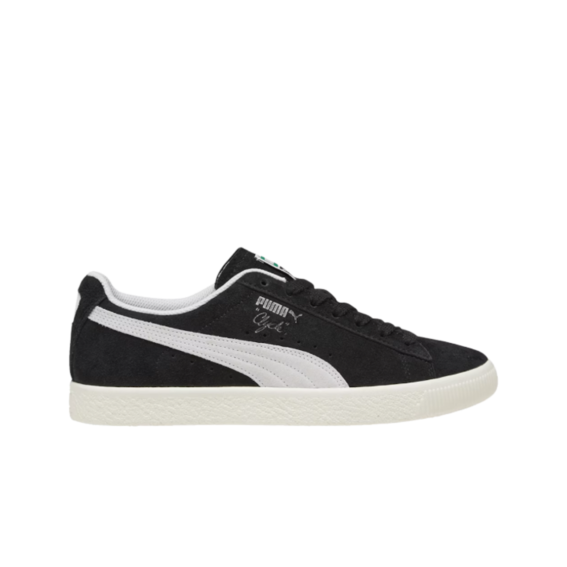 393115-02 Puma Clyde Hairy Suede Sneakers Black Frosted Ivory