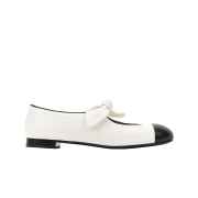 (W) Chanel Mary Janes Lambskin & White Black