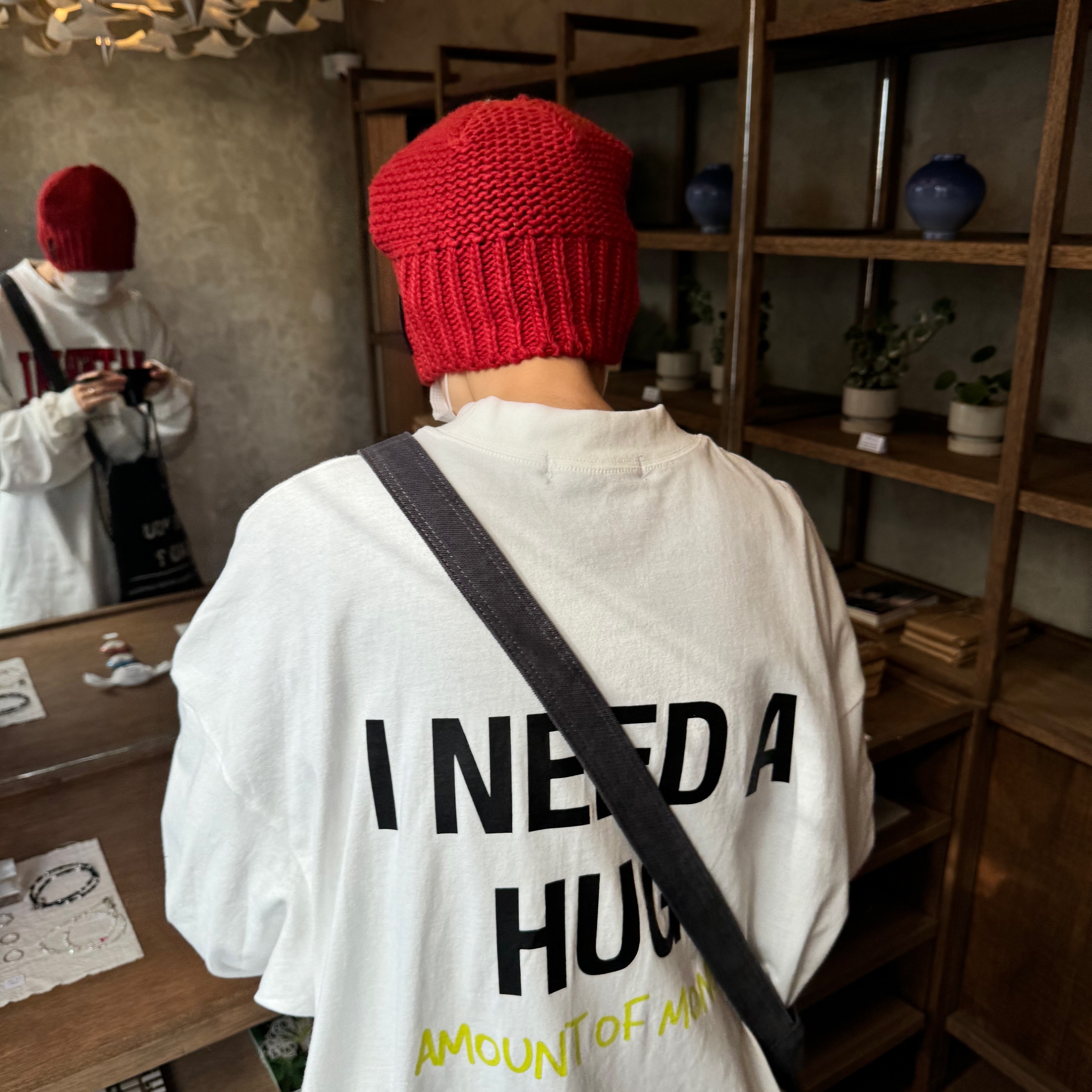 Hono Report Letter Bag Gray, Project G/R Asura Long Sleeve White 착용 스타일 - 6