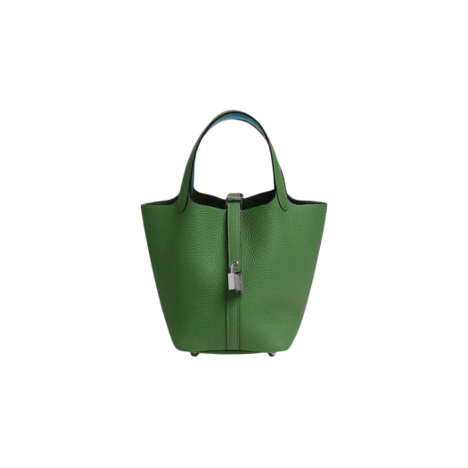 Hermes Picotin Lock 18 Eclat bag Clemence Swift & Palladium Vert Yucca Celeste