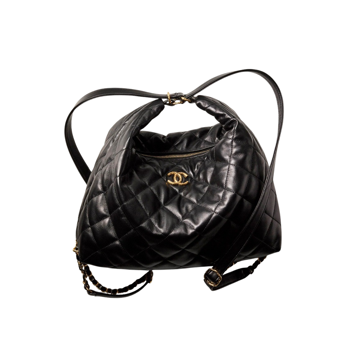 AS3488-B08857-94305 Chanel Maxi Hobo Bag Lambskin & Gold Black - 대표 이미지 #1