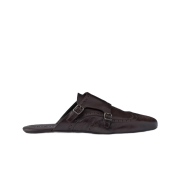 Prada Shuffle Double Monk Strap Leather Mules Ebony
