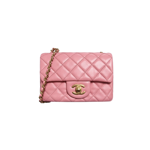 Chanel Mini Flap Bag Lambskin & Gold Coral Pink