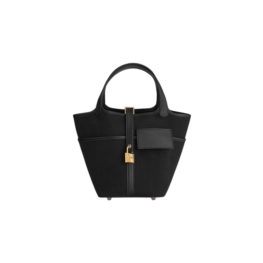 Hermes Picotin Lock 18 Pocket Bag Goeland Canvas Swift & Gold Noir
