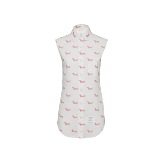 (W) Thom Browne Hector Sleeveless Shirt White Red