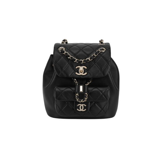 Chanel Small Backpack Lambskin & Gold Black