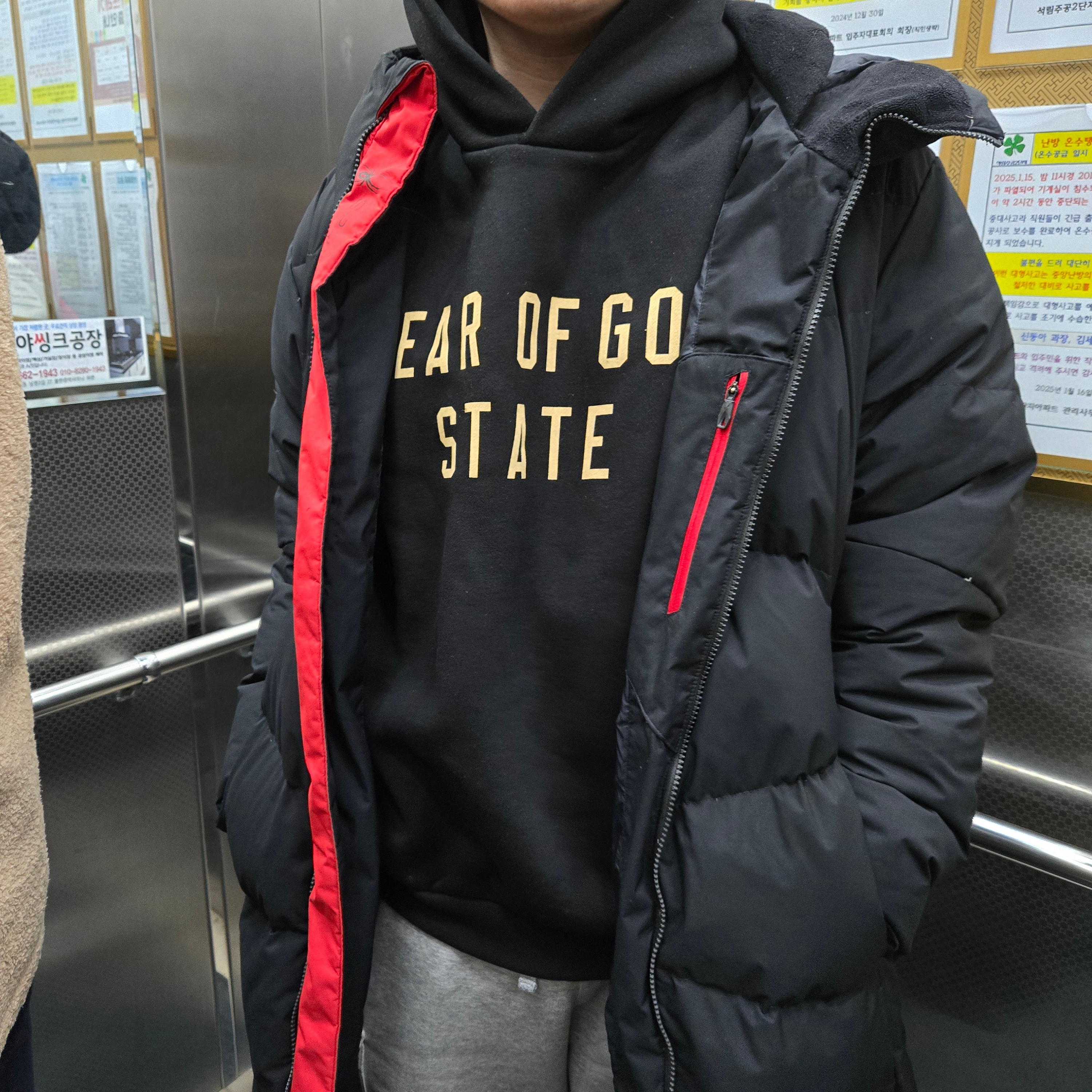 Essentials Fleece State Hoodie Black - 24FW 착용 스타일 - 2