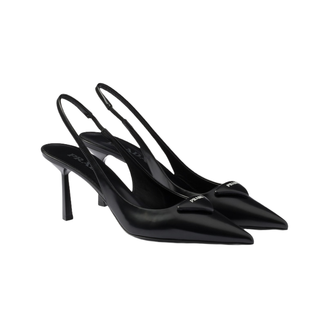 1I901M-055-F0002 Prada Brushed Leather Slingback Pumps Black - #2