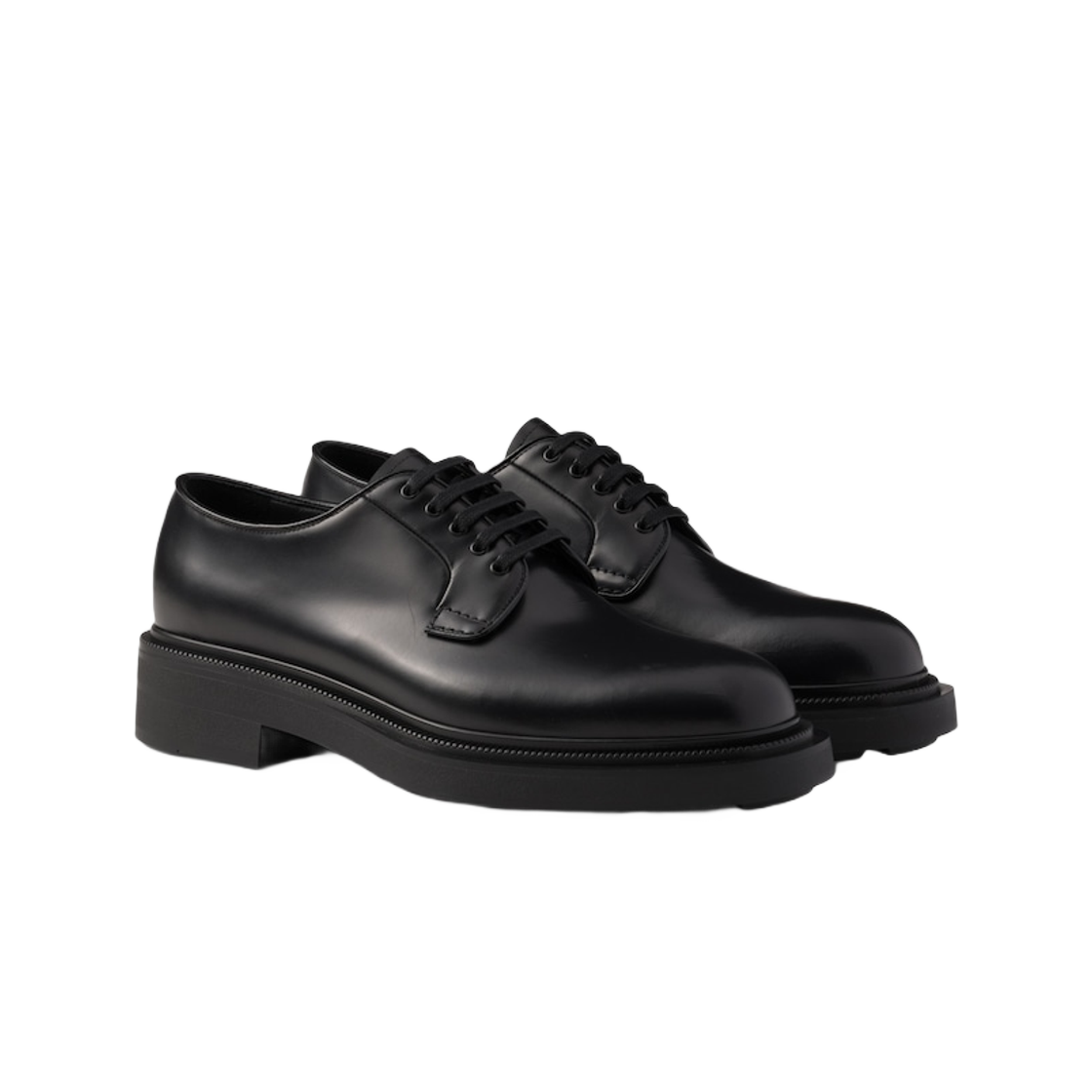 프라다 브러쉬드 레더 더비 슈즈 블랙(Prada Brushed Leather Derby Shoes Black) - 2