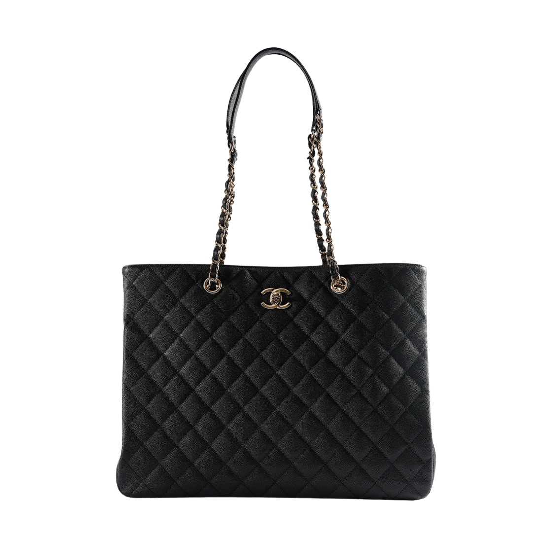 샤넬 라지 쇼핑백 그레인드 카프스킨 & 골드 메탈 블랙 | Chanel