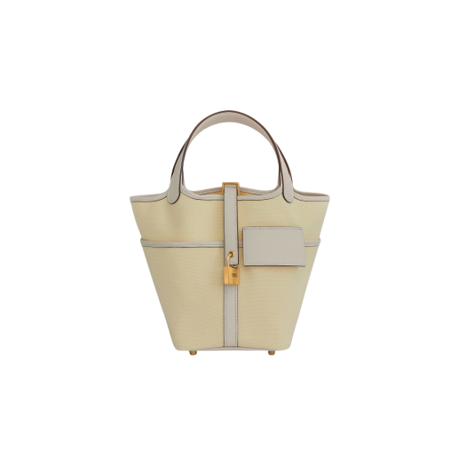 Hermes Picotin Lock 18 Pocket Bag Goeland Canvas Swift & Gold Ecru Nata