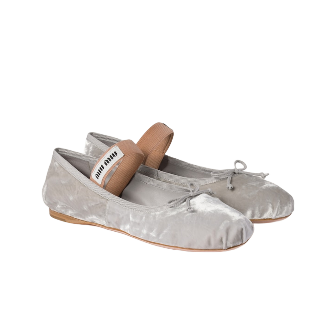 (W) 미우 미우 벨벳 발레리나 그래닛 그레이((W) Miu Miu Velvet Ballerina Granite Grey) - 2