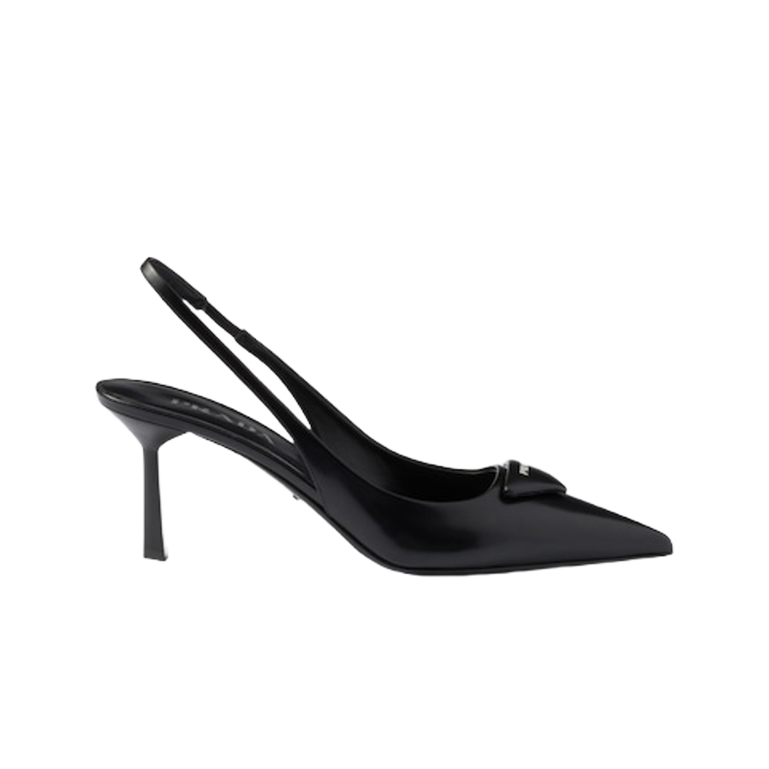 1I901M-055-F0002 Prada Brushed Leather Slingback Pumps Black - 대표 이미지 #1