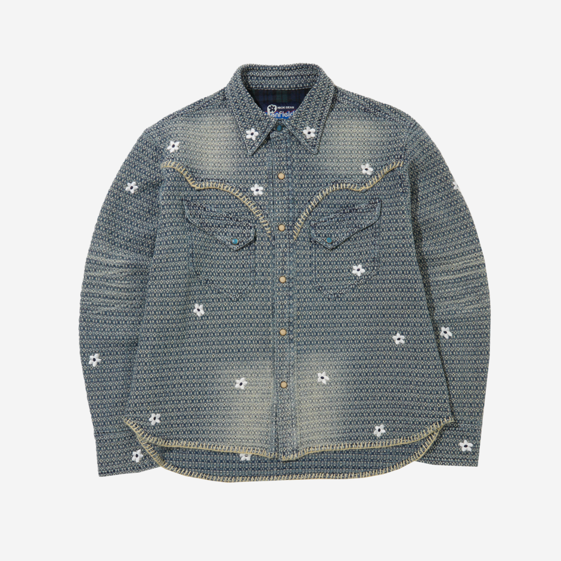 닉기어 x 펜필드 플라워 웨스턴 데님 셔츠 인디고(NICK GEAR x Penfield Flower Western Denim Shirt Indigo)