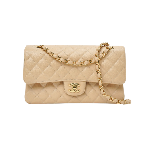 Chanel Medium Classic Handbag Grained Calfskin & Gold Beige