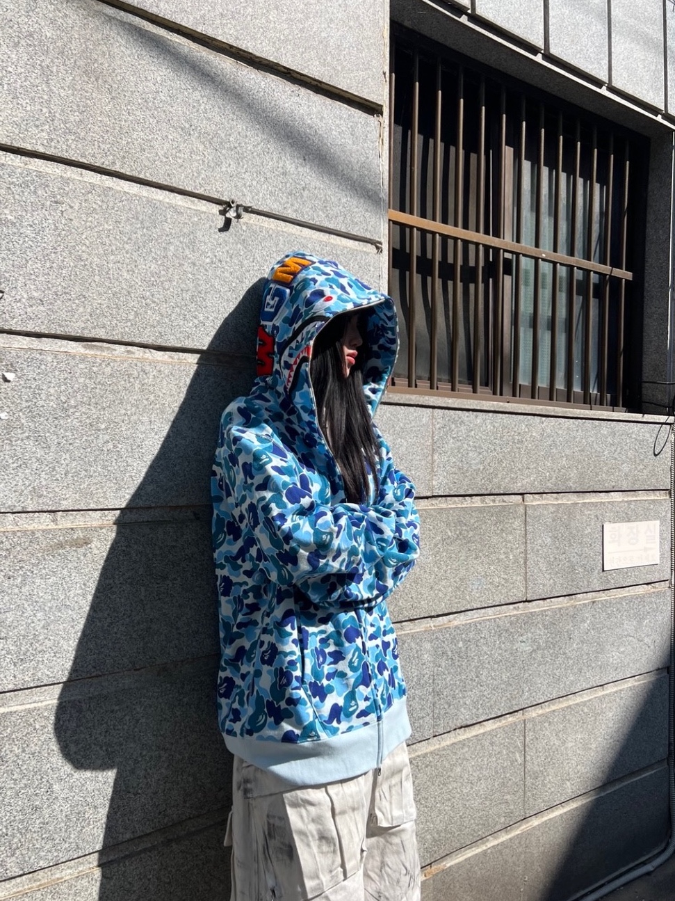 BAPE ABC Camo Tiger Full Zip Hoodie Blue, Farfromwhat Far Layered Work Pants White 착용 스타일 - 4