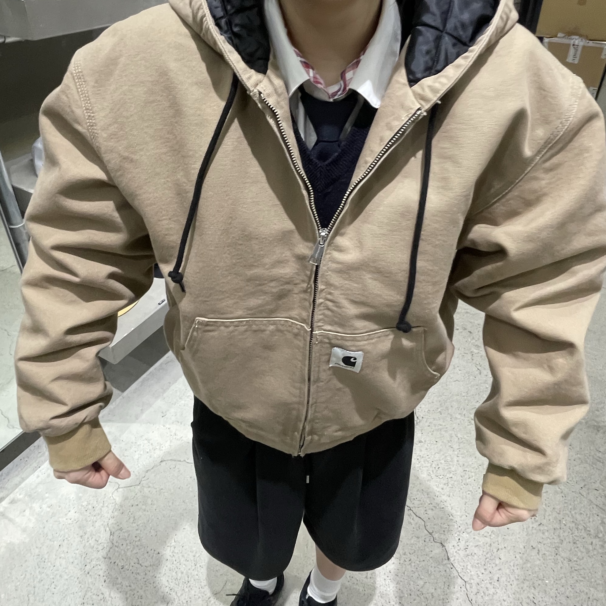 Carhartt WIP Dearborn Canvas OG Active Jacket Black Aged Canvas - Winter 착용 스타일