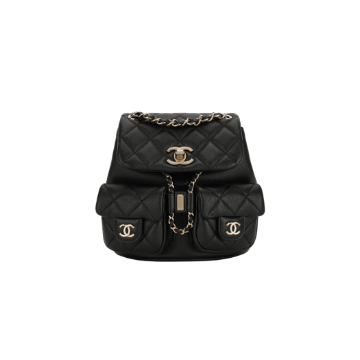 Chanel Small Backpack Calfskin & Gold Black