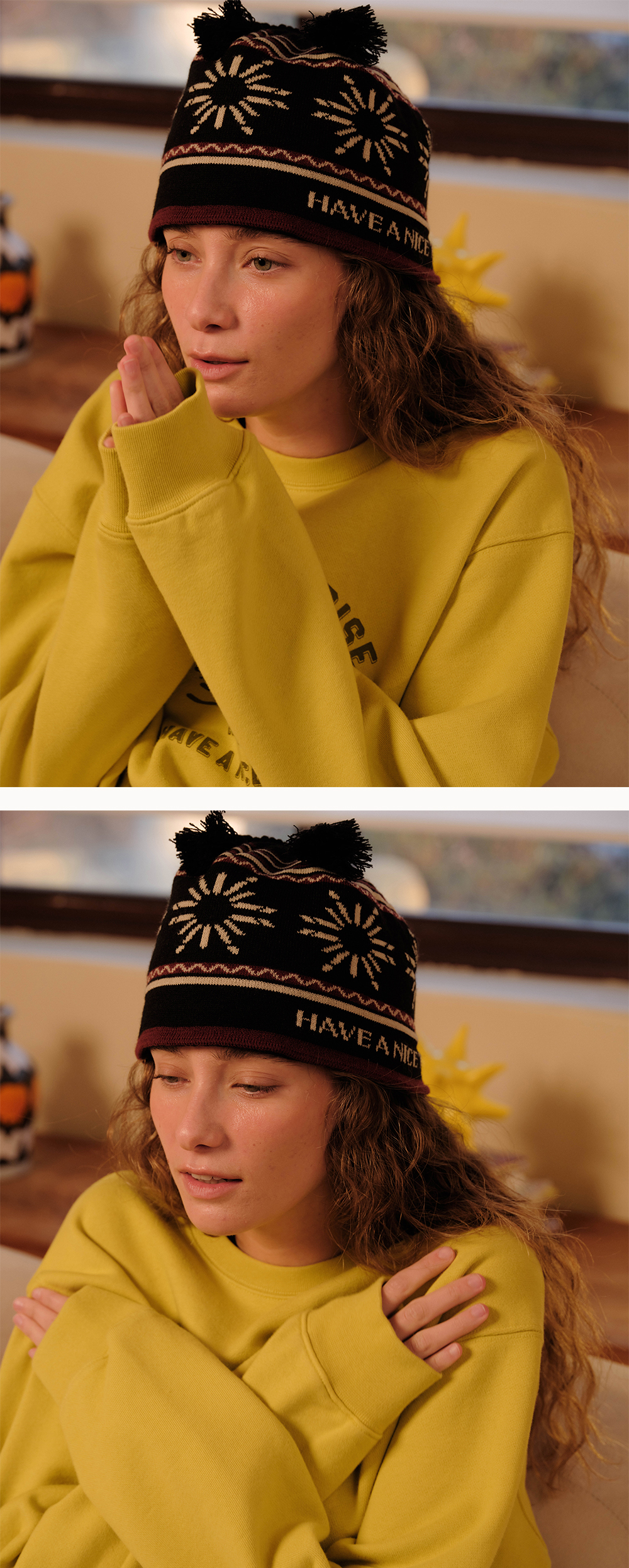 【HELLO SUNRISE】 HS Symbol Tassel beanie / 追跡付 Hello Sunrise]HS Symbol Tassel beanie R4991 (Hello Sunrise