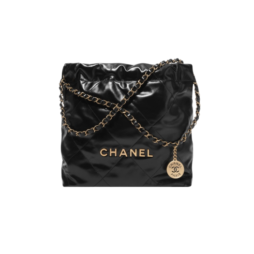 Chanel 22 Small Handbag Shiny Calfskin & Gold Black