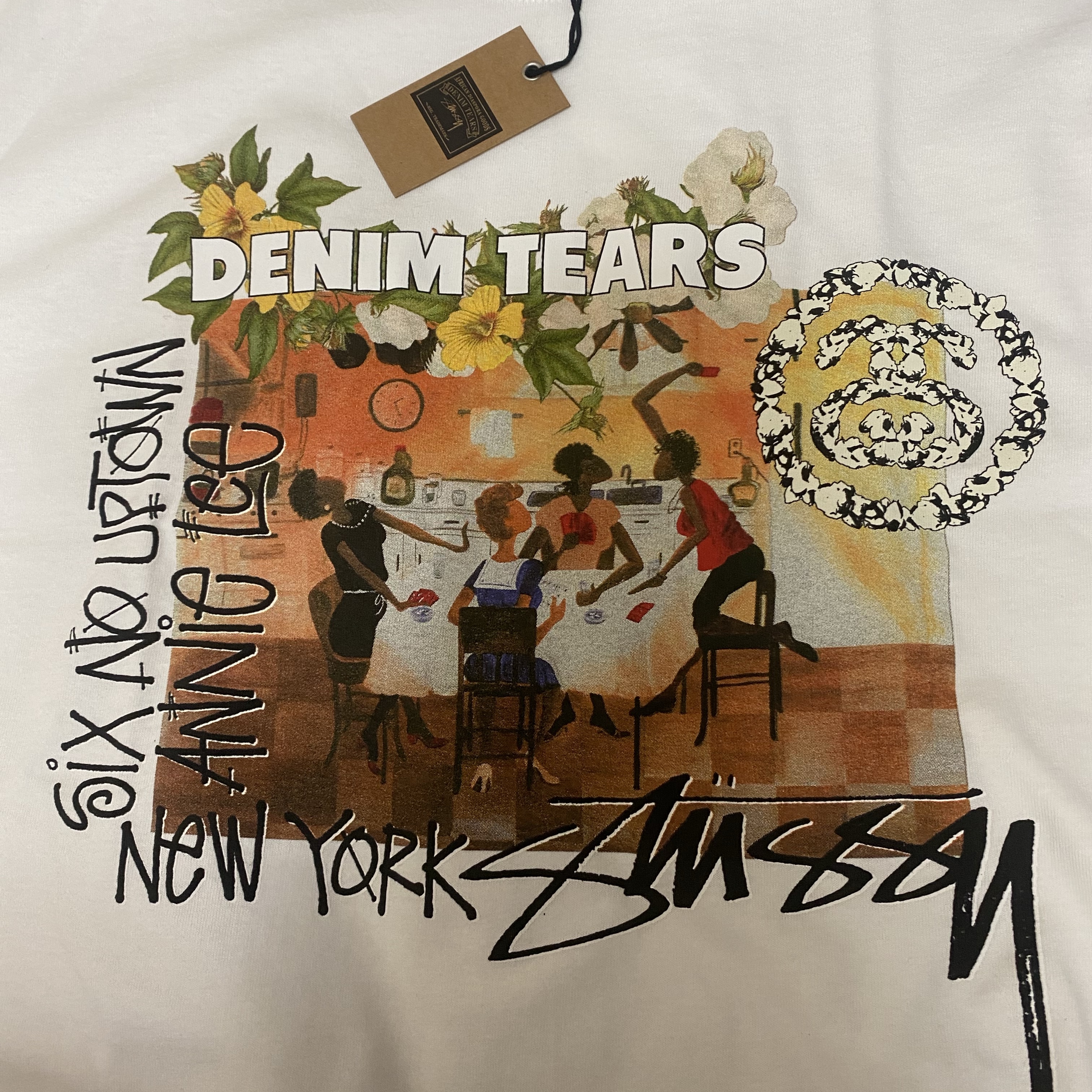 Stussy x Denim Tears Annie Lee T-Shirt White 착용 스타일
