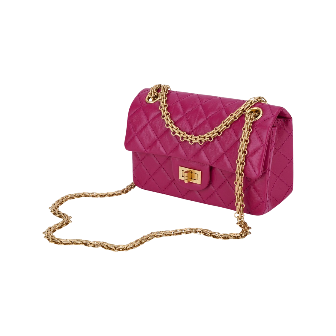 AS0874-Y04634-NI684 Chanel Mini 2.55 Handbag Aged Calfskin & Gold Dark Pink - #3