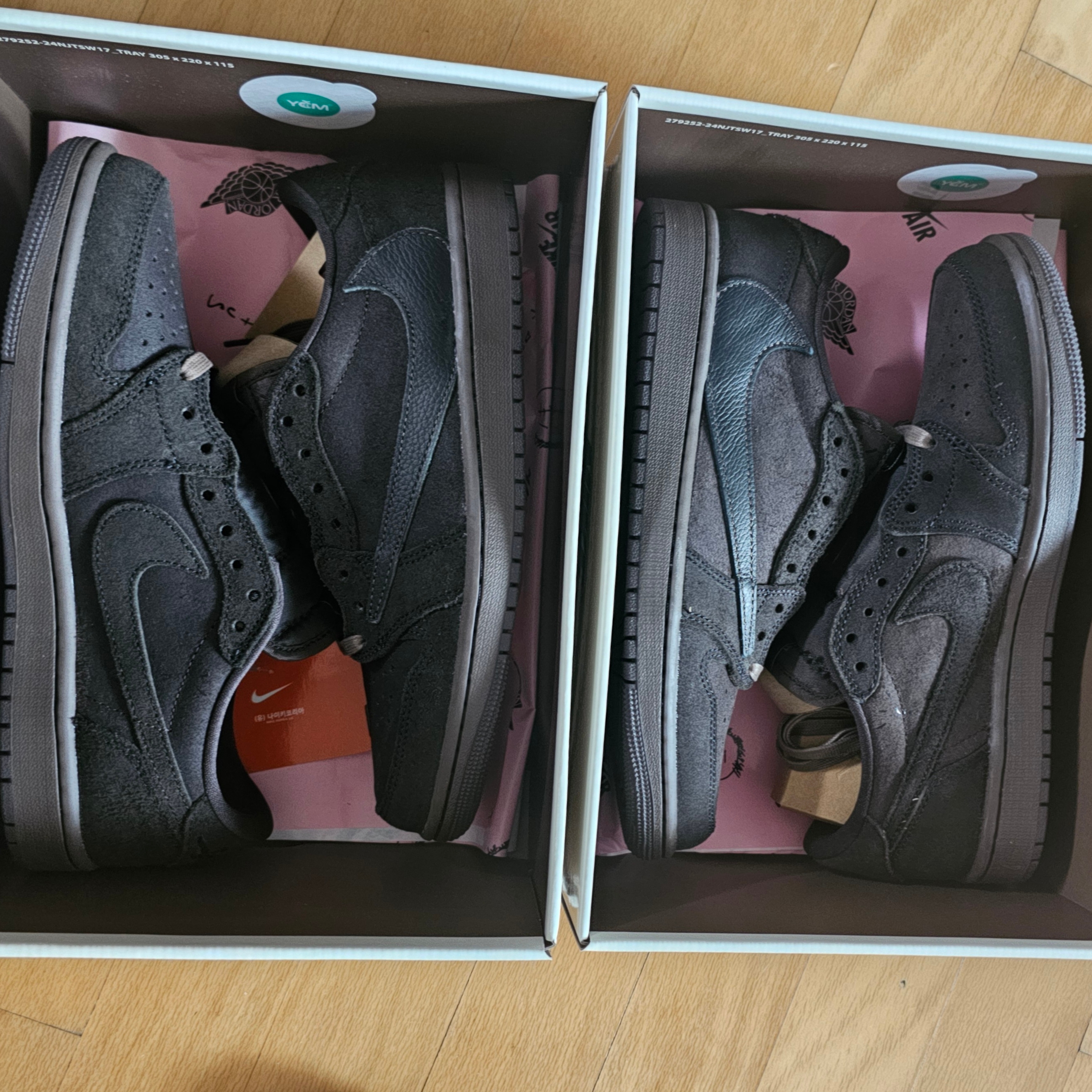Jordan 1 x Travis Scott Retro Low OG SP Velvet Brown and Dark Mocha 착용 스타일 - 1