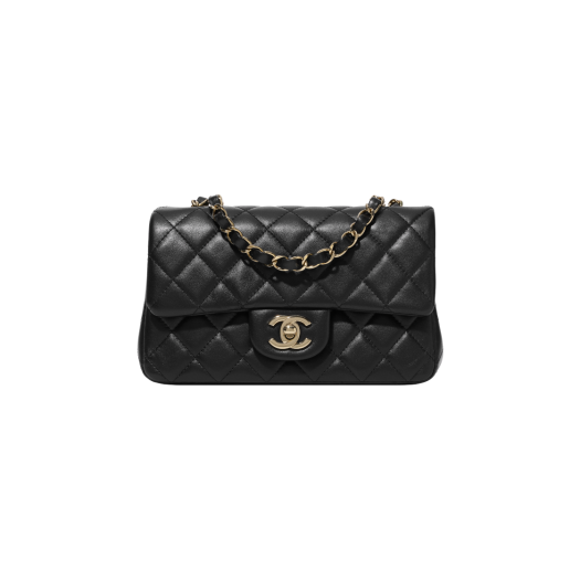 Chanel Mini Flap Bag Lambskin & Gold Black