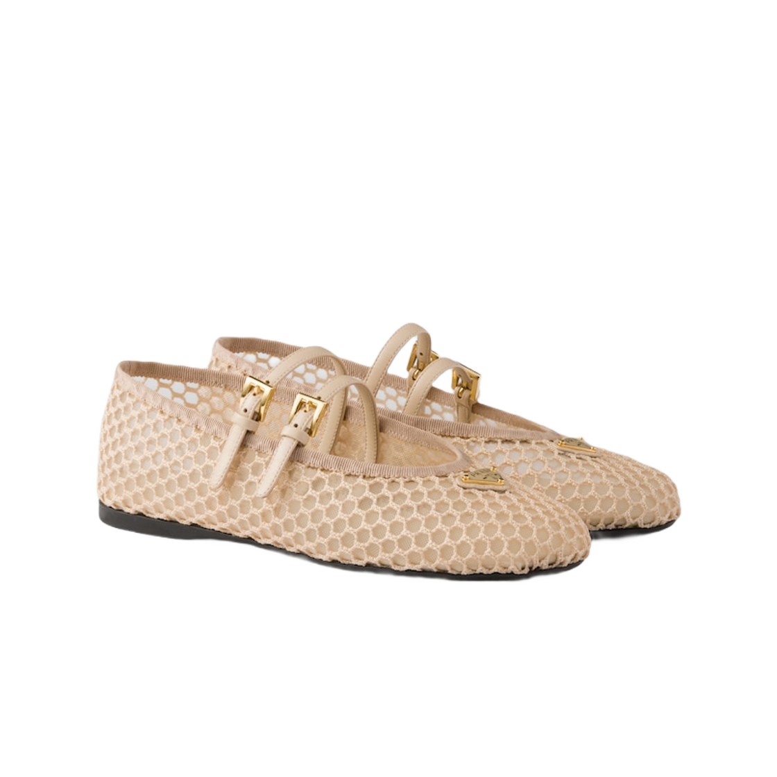 프라다 메쉬 패브릭 발레리나 트래버틴 스톤(Prada Mesh Fabric Ballerinas Travertine Stone) - 2