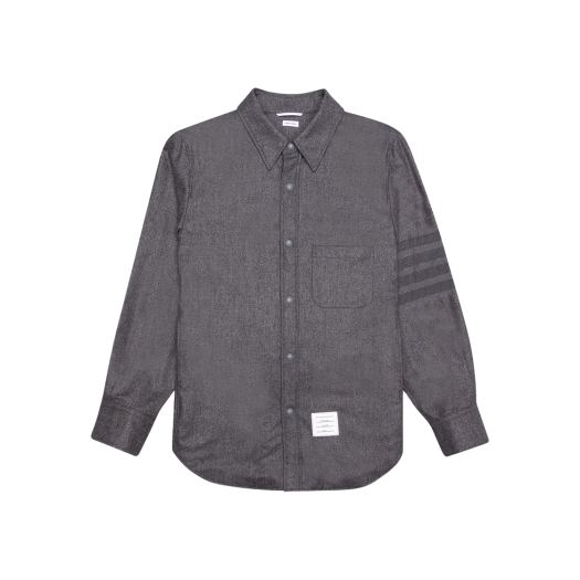 Thom Browne Wool Cashmere Flannel Tonal 4-Bar Shirt Jacket Medium Grey