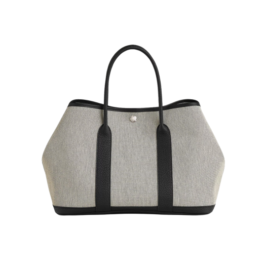 Hermes Garden Party 36 Bag Viking Canvas Negonda & Palladium Ecru Noir