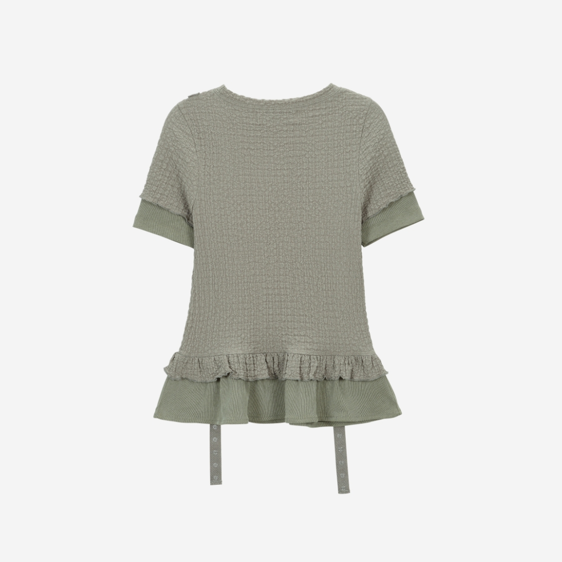 베이컨트 아카이브 에델 레이어드 셔링 티셔츠 카키(Vacant Archive Edel Layered Shirring T-Shirt Khaki) - 2