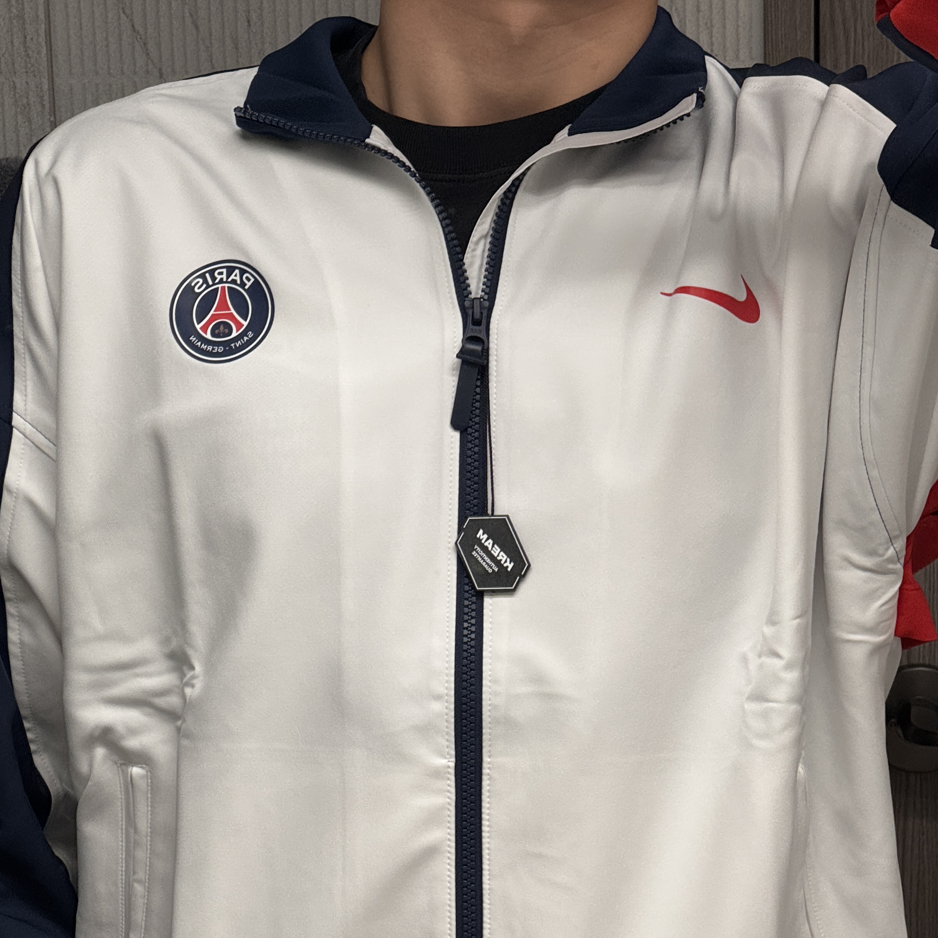 Nike Paris Saint-Germain Dri-Fit Strike Football Jacket White Midnight Navy - Asia 착용 스타일