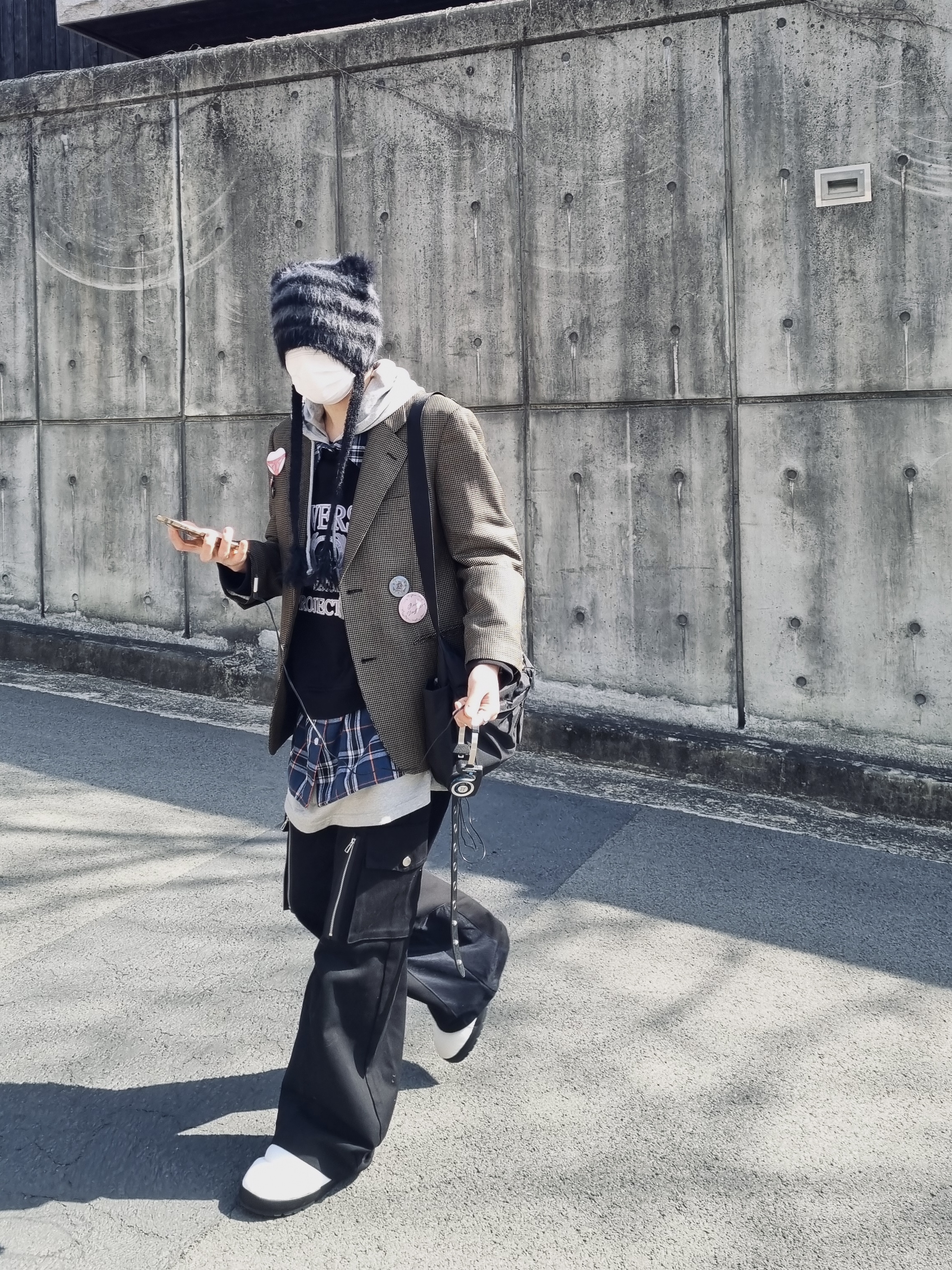 Project G/R 3 Layered Top Black, Project G/R 3 Layered Sweatshirt Black 착용 스타일 - 1