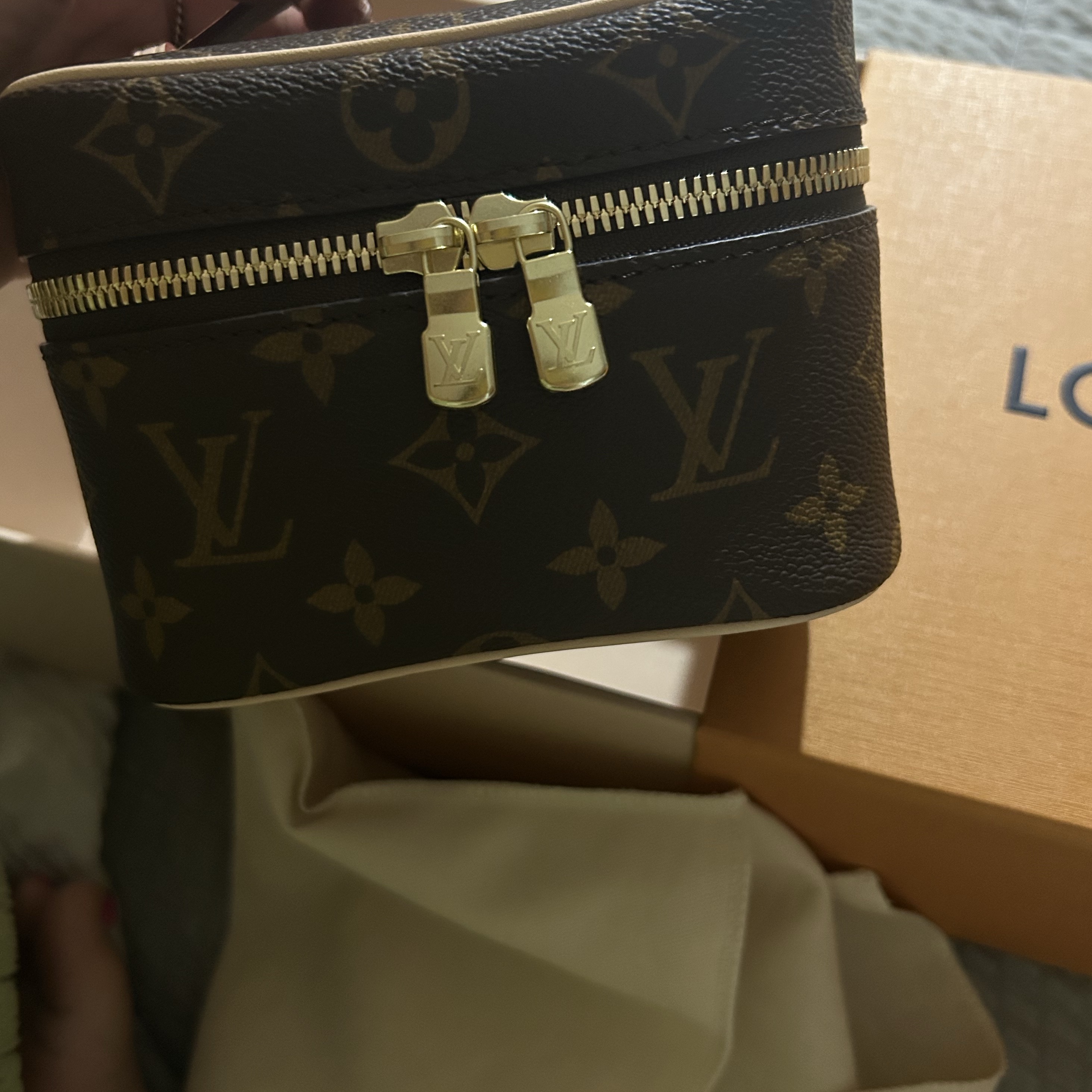 Louis Vuitton Nice Nano Toiletry Pouch Monogram 착용 스타일