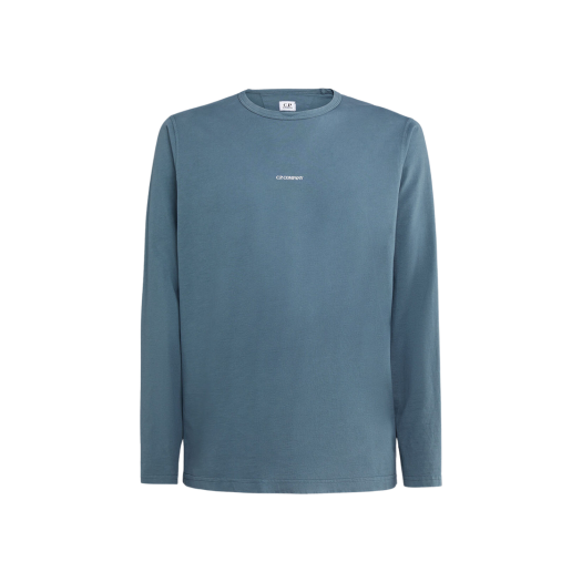 C.P. Company Brushed Jersey Long Sleeved Logo T-Shirt Orion Blue - 23FW
