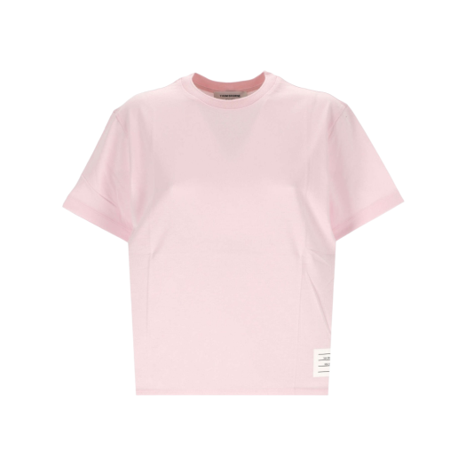 (W) Thom Browne Lightweight Jersey Relaxed Fit Logo Patch Short Sleeve T-Shirt Light Pink