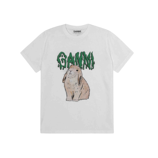 (W) Ganni Basic Cotton Jersey Bunny T-Shirt Bright White