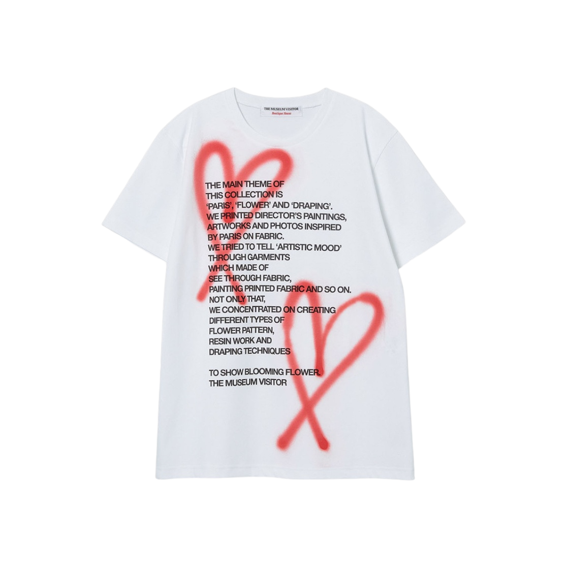 【THE MUSEUM VISITOR】HEART PRINTED T-SHIRTS/急いで 더뮤지엄비지터 하트 스프레이드 티셔츠 화이트 | The Museum