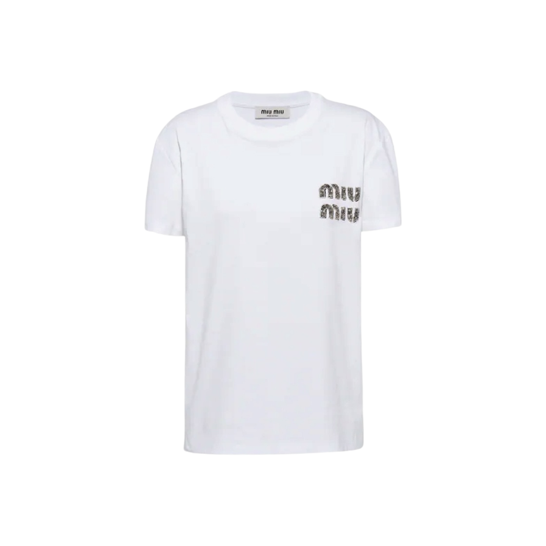 ♡MIU MIU♡ ロゴ刺繍入り ホワイトTシャツ Miu Miu logo-embroidered Cotton T-shirt | White | FARFETCH