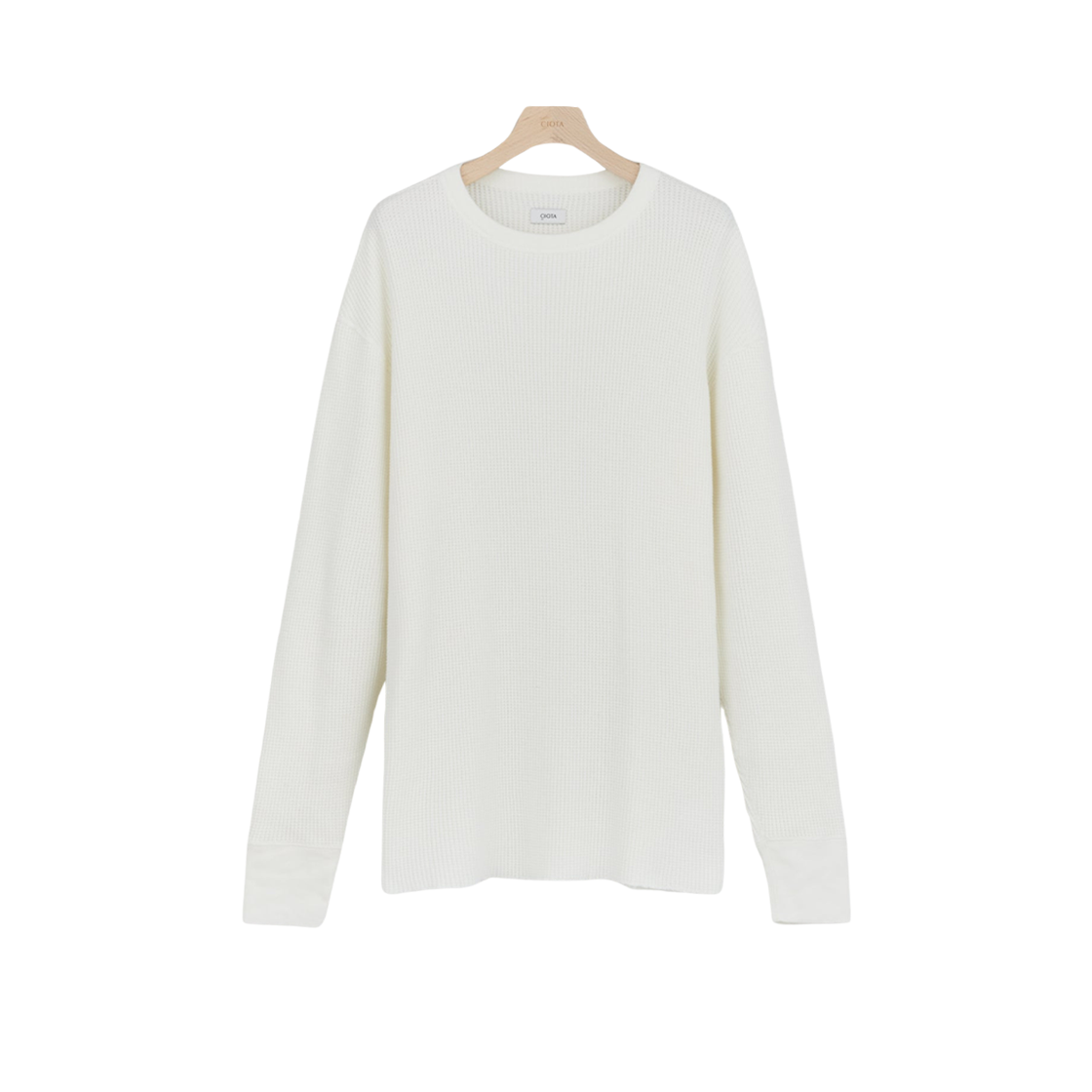 CSLM-121M Ciota Waffle Mesh Long Sleeve T-Shirt Off White